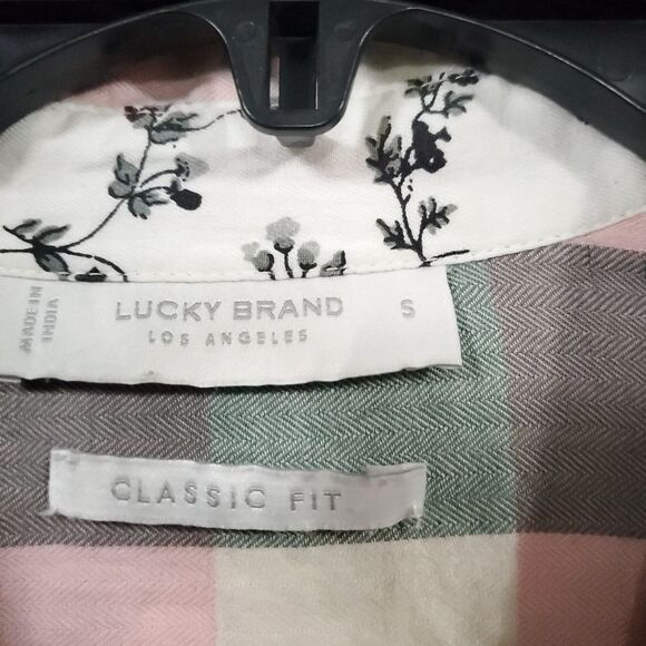 Lucky Brand Top Womens Sz S Pink Plaid Flannel Button Up Long Sleeve Soft Cotton - Picture 4 of 16